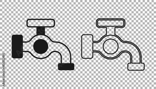 Black Water tap icon isolated on transparent background. Vector
