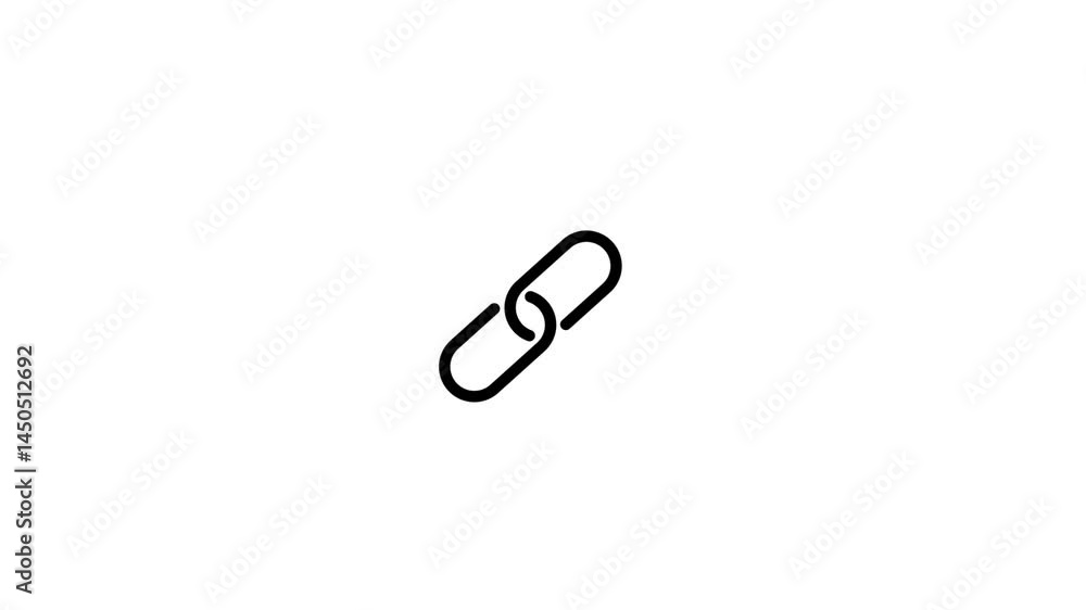4K Black Chain Link Icon Animation on White Background – Secure, Strong Symbol. 4K Black Chain Link Icon Animation on White Background – Secure, Strong Symbol.
