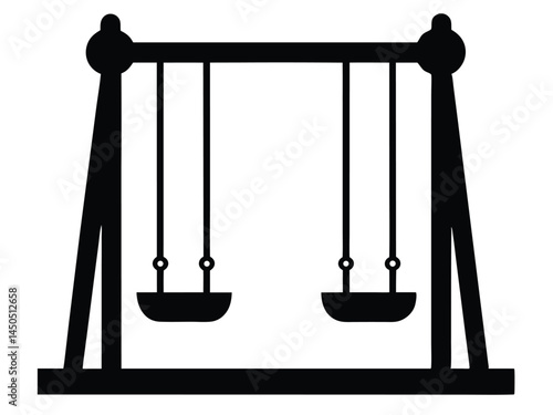 silhouette on swing,  Swing silhouette vector, School swing silhouette vector illustration
