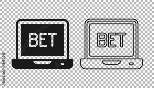 Black Online sports betting icon isolated on transparent background. Sport bet bookmaker. Betting online make money. Vector