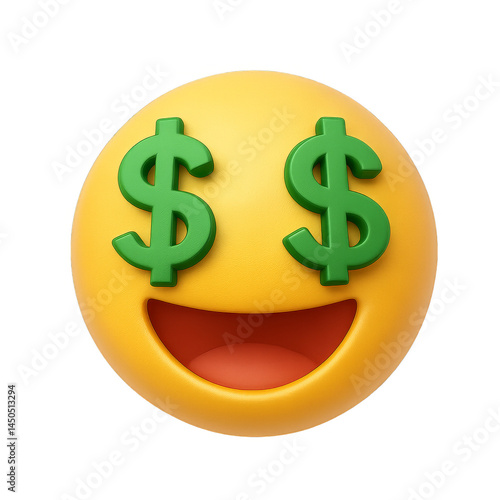 Money-Eyed Smile: A vibrant, animated emoji with dollar signs for eyes and a cheerful grin, symbolizing wealth, fortune, and financial aspiration. 