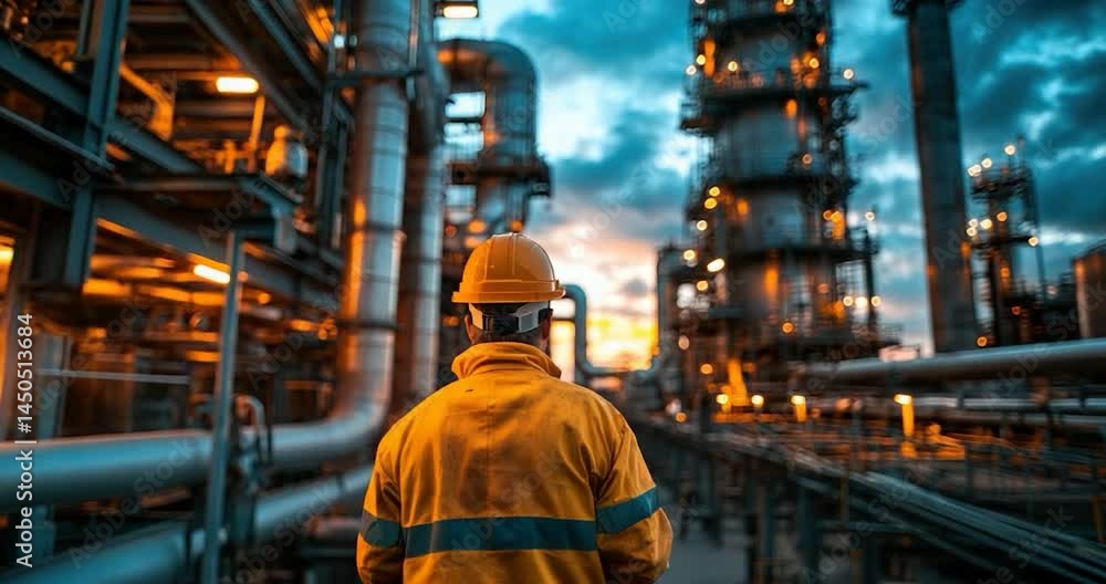 Industrial worker night shift