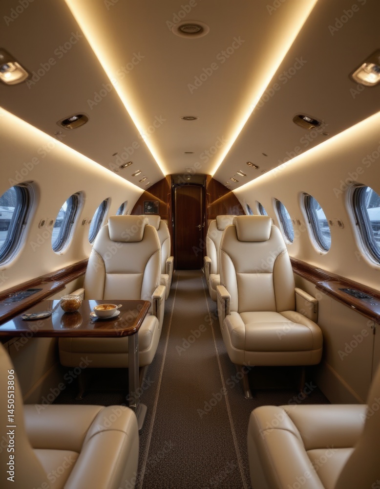 Obraz premium Private Jet Interior with Leather Seats