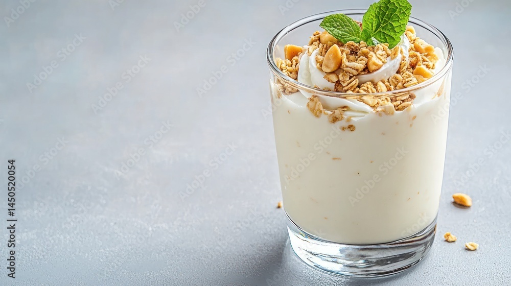 Creamy yogurt parfait with granola and nuts Creamy yogurt parfait with granola and nuts
