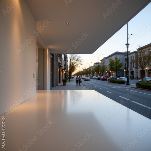 Modern Architecture Overlooking City Street