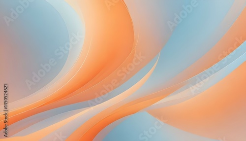 A graceful abstract design features gentle orange and blue flowing wave patterns for a modern aesthetic.