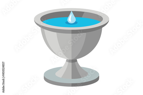 Isometric chalice with blue water and a water drop falling in