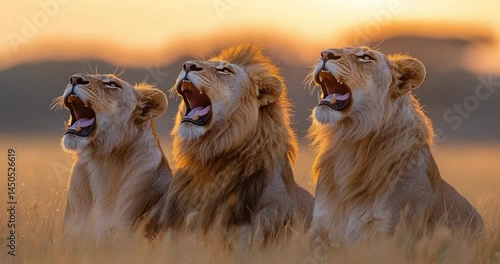 Lions roar sunset