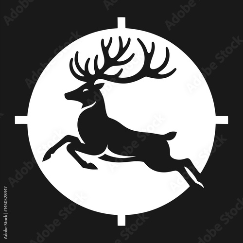 Majestic Deer in Crosshairs A Striking Monochrome Illustration
