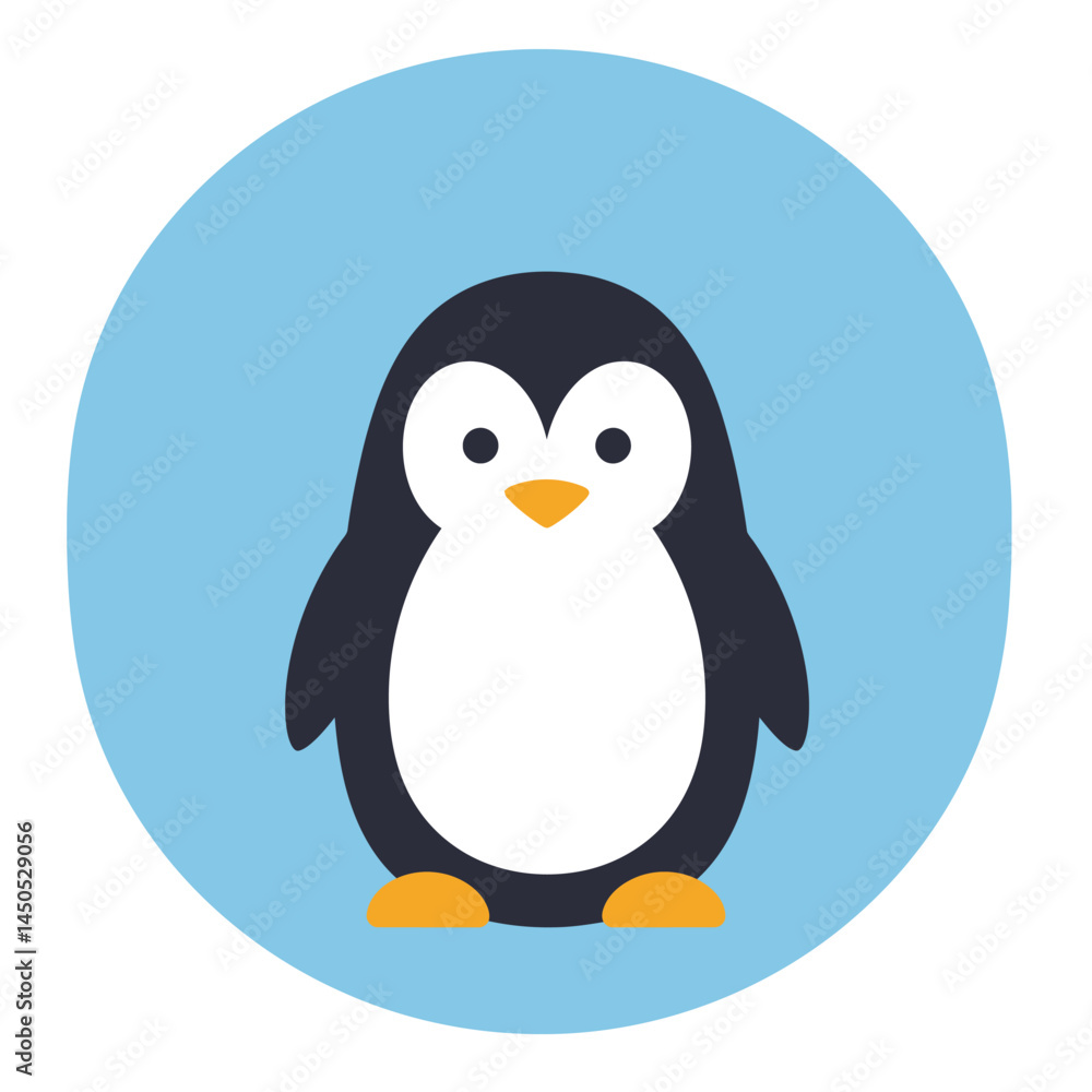 Obraz premium Cute penguin icon in flat style.
