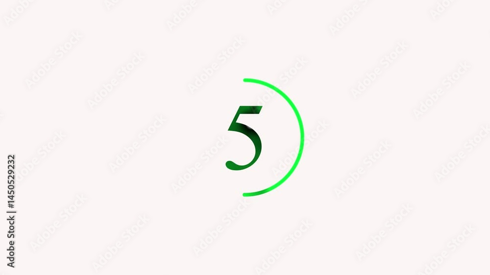 Animated number seven with a green arc element on minimalist pale background Animated number seven with a green arc element on minimalist pale background
