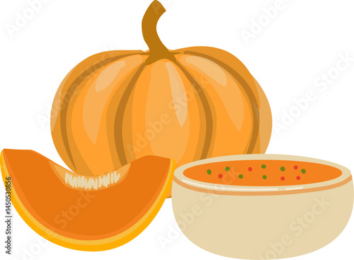 Autumn Harvest: Pumpkin and Soup Illustration