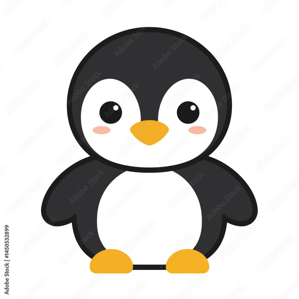 Obraz premium Cute penguin icon in flat style.