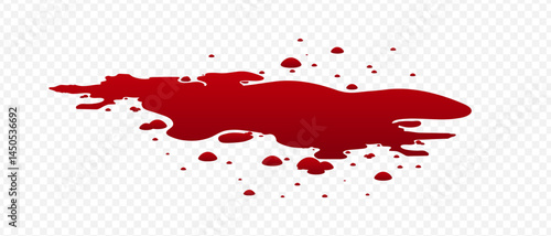 High quality Blood spilled or paint. Two puddle of blood. Fresh blood. Puddle of red paint. Site of occurrence. Crime scene.	
