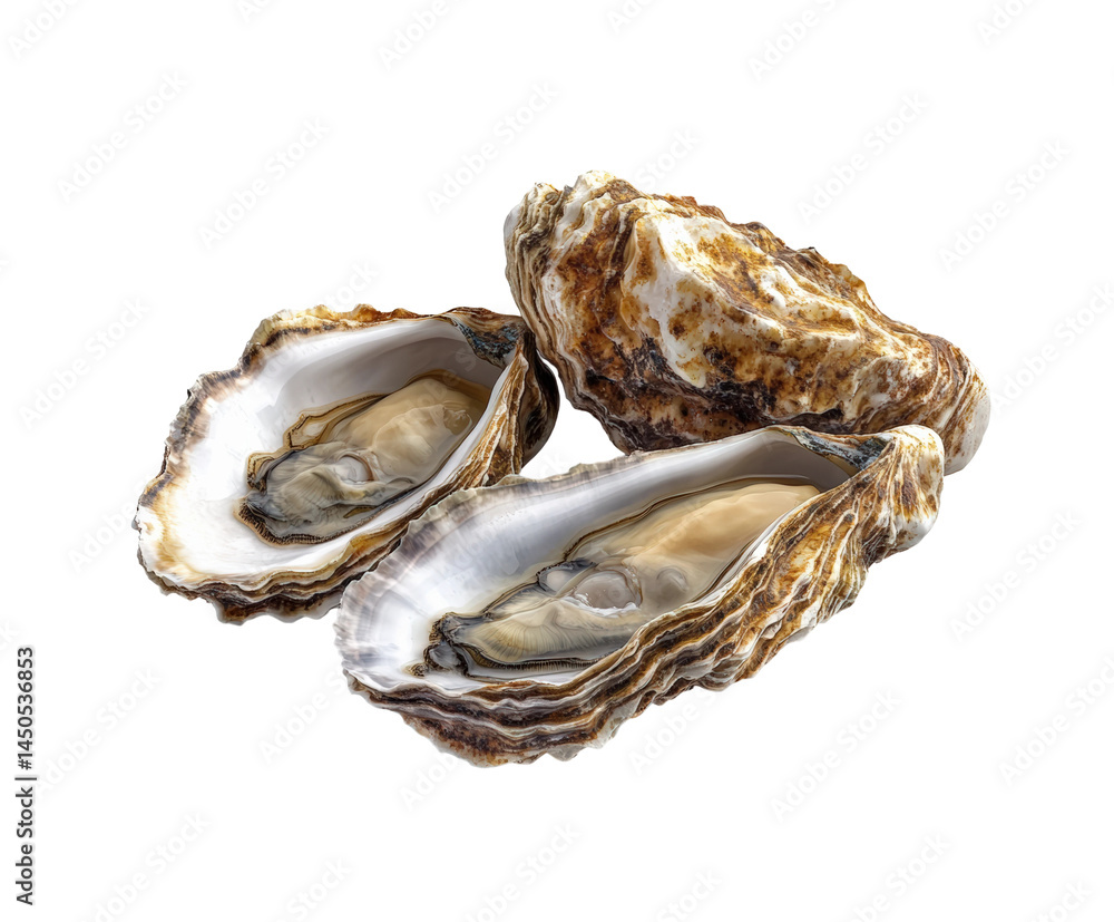 Naklejka premium Harvesting fresh oysters in coastal waters culinary delight marine environment isolated on transparent background