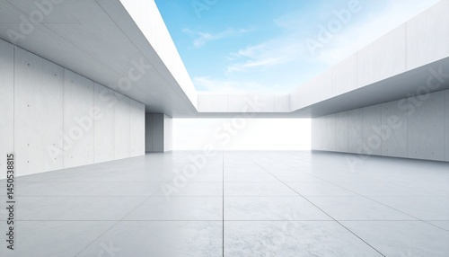 Obraz na płótnie abstract modern concrete white architecture with empty cement floor w salonie
