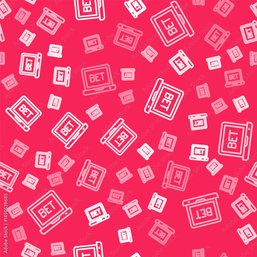 White line Online sports betting icon isolated seamless pattern on red background. Sport bet bookmaker. Betting online make money. Vector White line Online sports betting icon isolated seamless pattern on red background. Sport bet bookmaker. Betting online make money. Vector