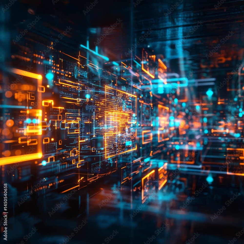 Abstract Futuristic Digital Data Tunnel Abstract Futuristic Digital Data Tunnel