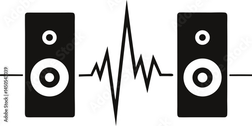 sound wave in one line art style between two music speakers symbolizing audio technology sound engineering and modern music system design for creative visuals