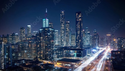 Wallpaper Mural Capture the cityscape, glow of urban lights with city at night and tall buildings at night and street view. Torontodigital.ca