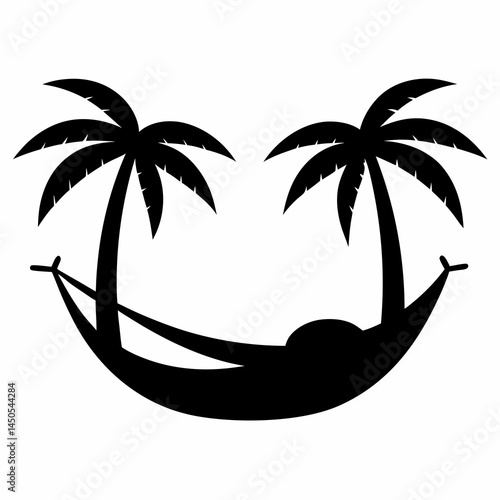 Beach Hammock Travel Symbol Silhouette Vector Art Illustration for Summer and Vacation Designs