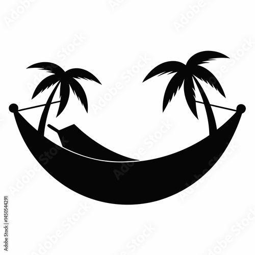 Beach Hammock Travel Symbol Silhouette Vector Art Illustration for Summer and Vacation Designs