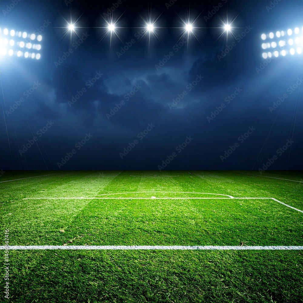 Obraz premium Panoramic View of a Modern Sports Stadium Under Dramatic Sky – High-Resolution Architecture and Event Venue Background