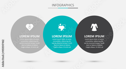 Set Heart, with 8 March and Woman dress. Business infographic template. Vector