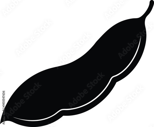 broad bean pod silhouette vector on white 