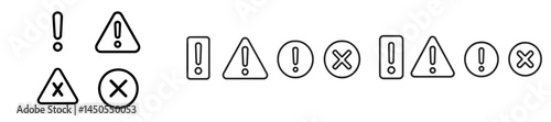 Collection of web icons featuring line style designs for notifications and warnings