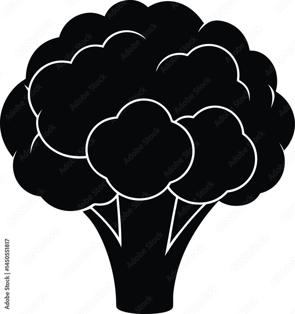 cauliflower head silhouette vector on white cauliflower head silhouette vector on white