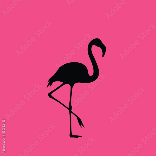 Vector Image Of Silhouette Flamingoes