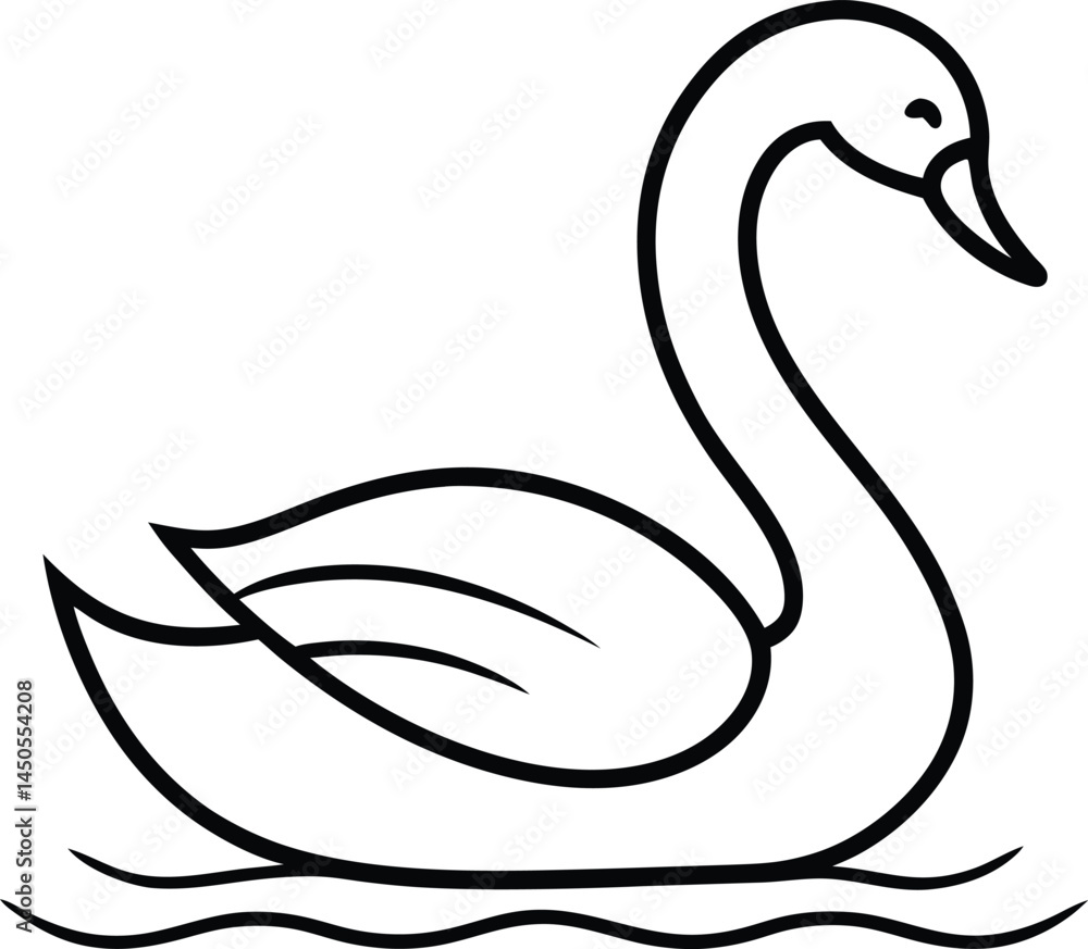 Continuous line artwork of a swan gliding over water surface perfect for elegant bird illustrations peaceful nature prints wildlife themes and minimalist decorative art Continuous line artwork of a swan gliding over water surface perfect for elegant bird illustrations peaceful nature prints wildlife themes and minimalist decorative art