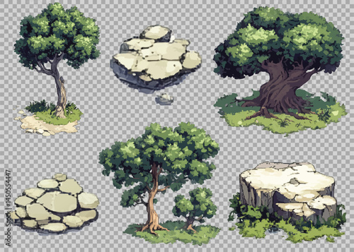 set of vector elements for the game trees, stones
