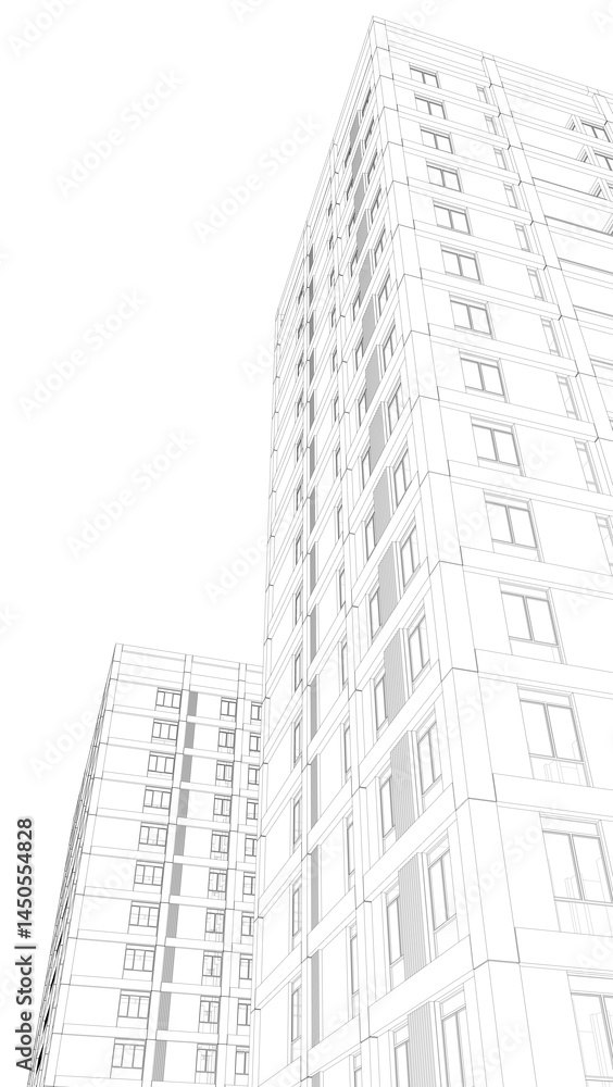 Fototapeta premium Abstract buildings 3d rendering. Architectural background