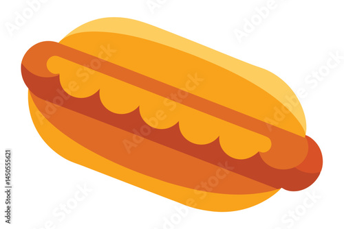 Minimalist graphic illustration of a yummy looking hot dog in a bun