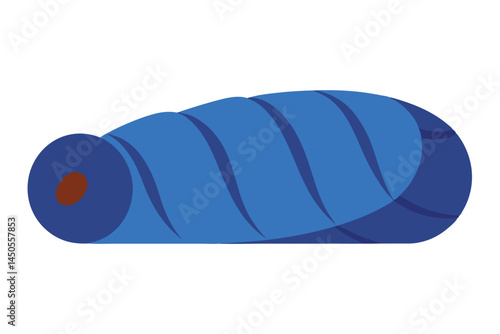 Rolled up blue sleeping bag for camping and outdoor adventures illustration