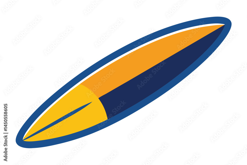 Stylish Surfboard Design with Angular Yellow and Blue Elements for Water Sports Stylish Surfboard Design with Angular Yellow and Blue Elements for Water Sports