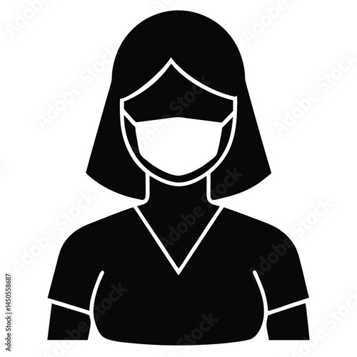 Woman Wearing a Face Mask Health, Safety, and Protection Icon