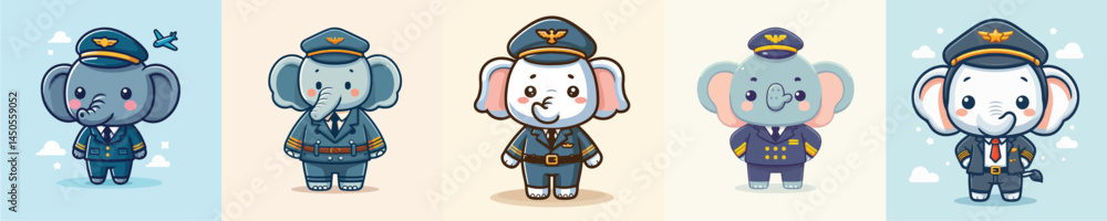 cute elephant vector in pilot costume cute elephant vector in pilot costume