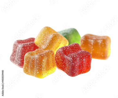 Colorful gummy candy display kitchen counter food bright isolated on transparent background
