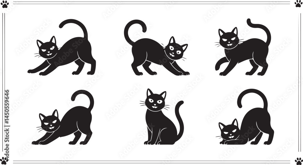 Obraz premium Playful Black Cat Silhouette Icon Vector for Pet, Animal Branding, and Fun Graphic Design