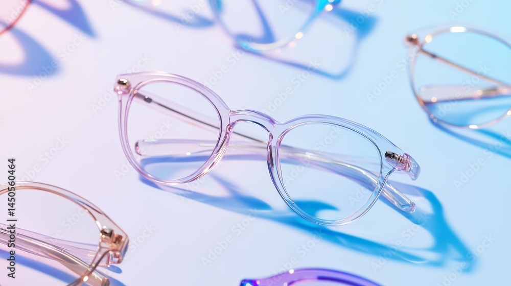 Stylish glasses displayed in vibrant colors.