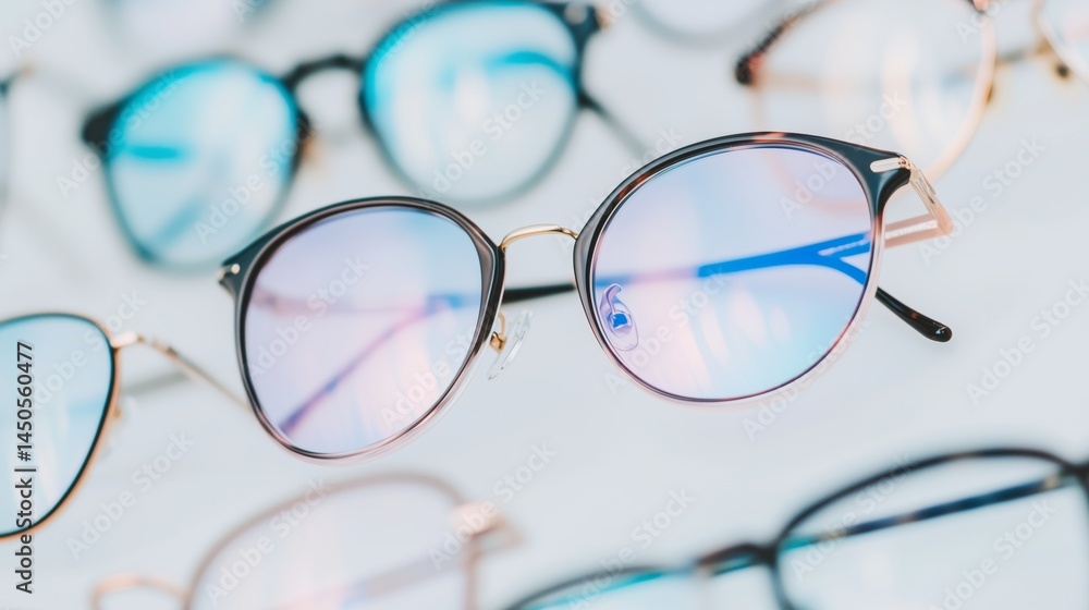 Stylish glasses displayed in vibrant colors.