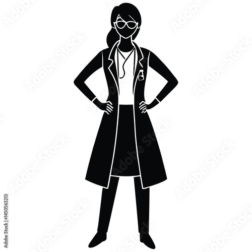 Confident Female Doctor Silhouette Healthcare Professional Illustration