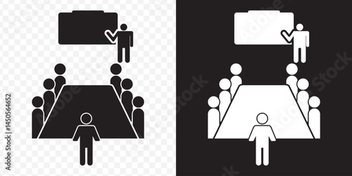 boardroom meeting icon vector black and white business on Transparent Background. EPS 10.