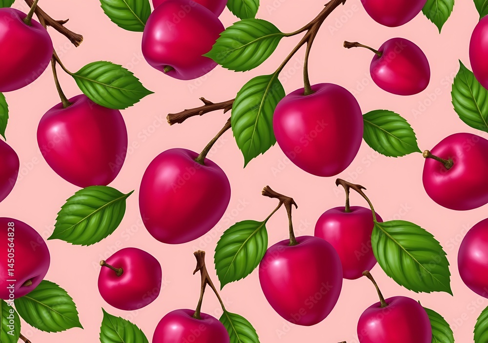 seamless pattern of marian plums flat vector on pastel coral background seamless pattern of marian plums flat vector on pastel coral background