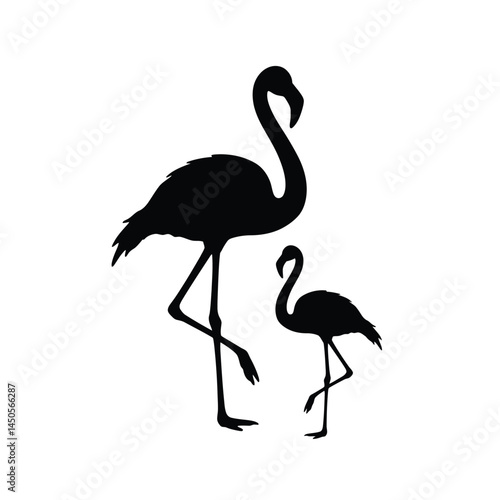 Vector Image Of Silhouette Flamingoes