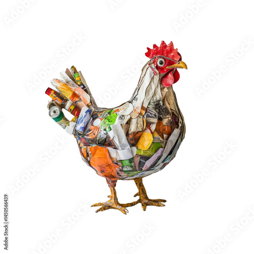 Recycled Paper Mache Hen Sculpture - Upcycled Art