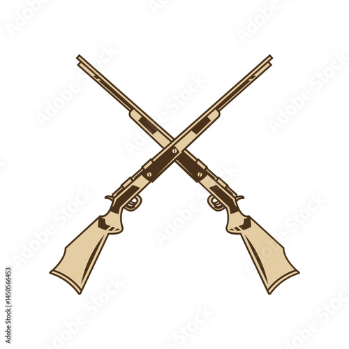 Crossed Vintage Rifles Silhouette Design